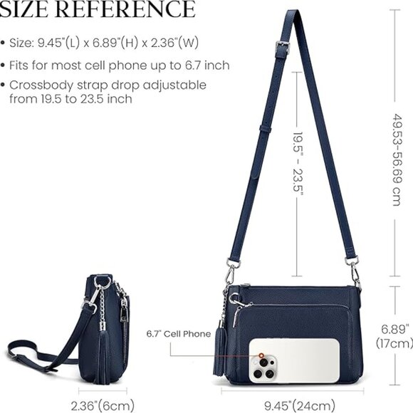 befen Genuine Leather Crossbody Flight Attendant  Shoulder Bag Anti Theft Purse - Picture 6 of 6